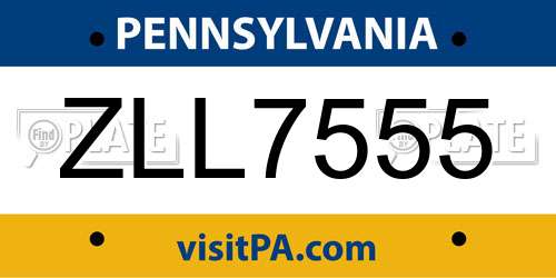 ZLL7555 Pennsylvania License Plate