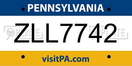 ZLL7742 Pennsylvania License Plate