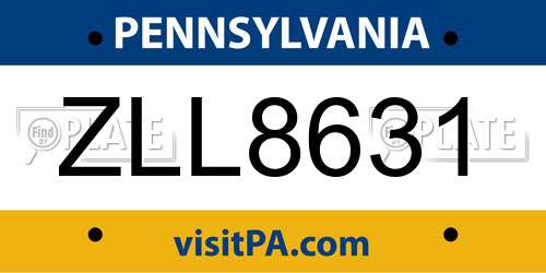 ZLL8631 Pennsylvania License Plate