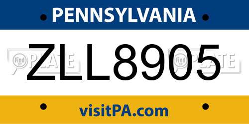 ZLL8905 Pennsylvania License Plate