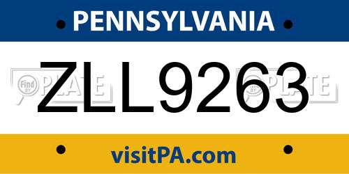 ZLL9263 Pennsylvania License Plate