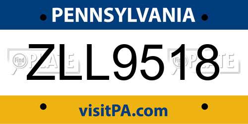 ZLL9518 Pennsylvania License Plate