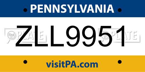 ZLL9951 Pennsylvania License Plate