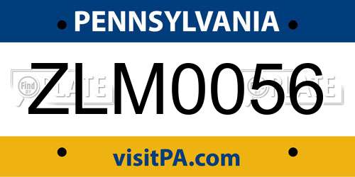ZLM0056 Pennsylvania License Plate