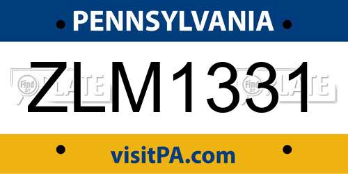 ZLM1331 Pennsylvania License Plate
