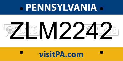 ZLM2242 Pennsylvania License Plate