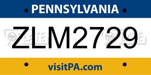 ZLM2729 Pennsylvania License Plate