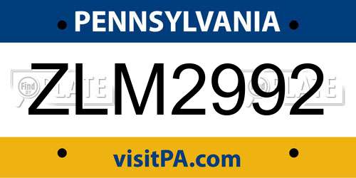 ZLM2992 Pennsylvania License Plate