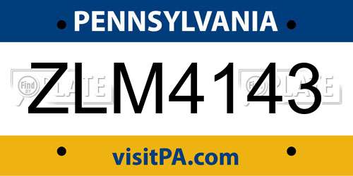 ZLM4143 Pennsylvania License Plate
