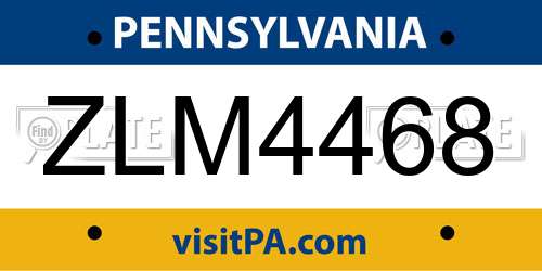 ZLM4468 Pennsylvania License Plate