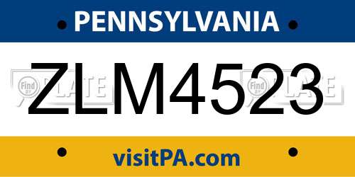 ZLM4523 Pennsylvania License Plate