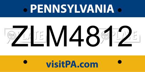 ZLM4812 Pennsylvania License Plate