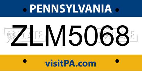 ZLM5068 Pennsylvania License Plate
