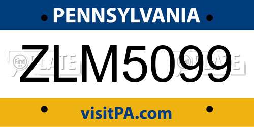 ZLM5099 Pennsylvania License Plate