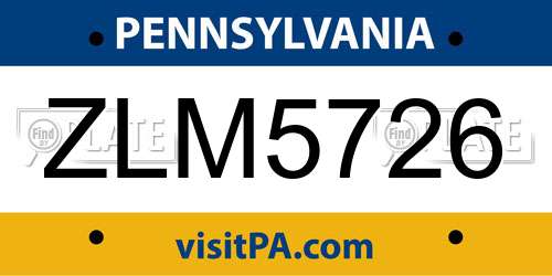 ZLM5726 Pennsylvania License Plate