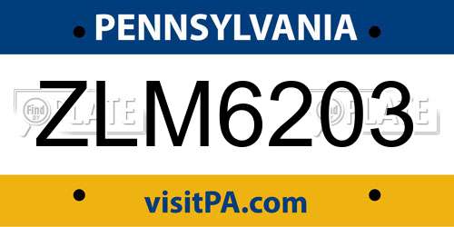 ZLM6203 Pennsylvania License Plate
