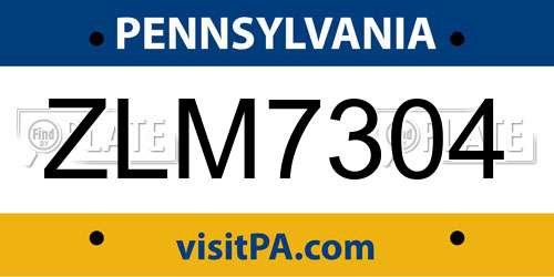 ZLM7304 Pennsylvania License Plate
