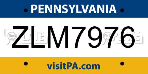 ZLM7976 Pennsylvania License Plate