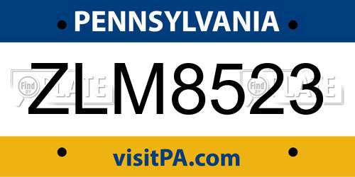 ZLM8523 Pennsylvania License Plate