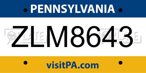 ZLM8643 Pennsylvania License Plate
