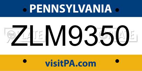 ZLM9350 Pennsylvania License Plate