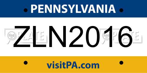 ZLN2016 Pennsylvania License Plate