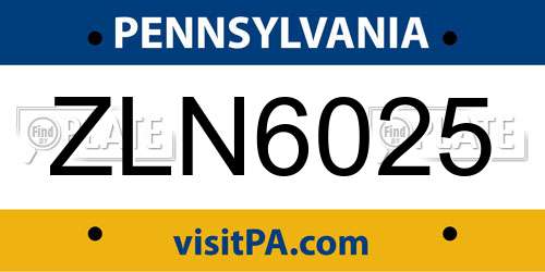 ZLN6025 Pennsylvania License Plate