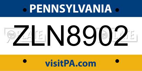 ZLN8902 Pennsylvania License Plate