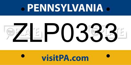 ZLP0333 Pennsylvania License Plate