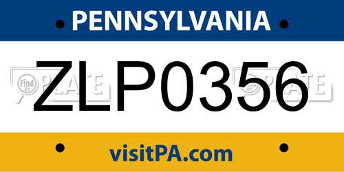 ZLP0356 Pennsylvania License Plate