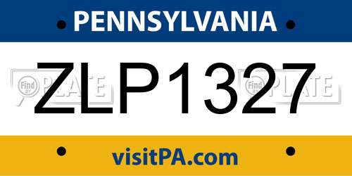 ZLP1327 Pennsylvania License Plate