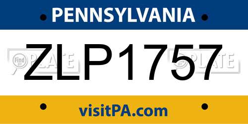 ZLP1757 Pennsylvania License Plate