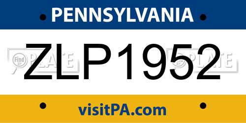 ZLP1952 Pennsylvania License Plate