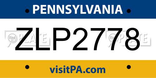 ZLP2778 Pennsylvania License Plate
