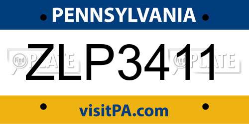 ZLP3411 Pennsylvania License Plate
