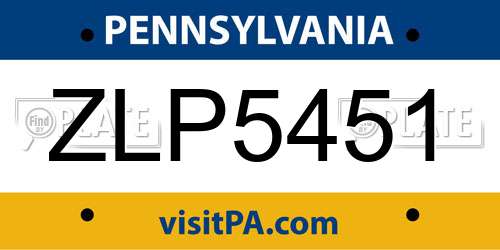 ZLP5451 Pennsylvania License Plate