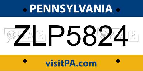 ZLP5824 Pennsylvania License Plate