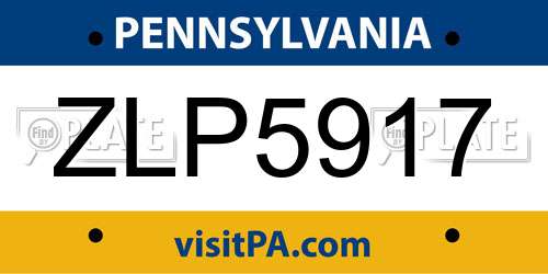ZLP5917 Pennsylvania License Plate
