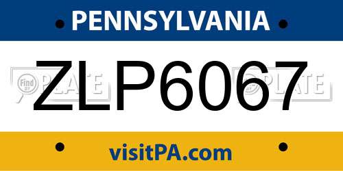 ZLP6067 Pennsylvania License Plate