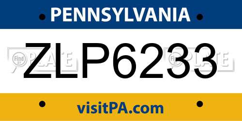 ZLP6233 Pennsylvania License Plate