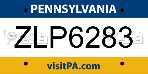 ZLP6283 Pennsylvania License Plate