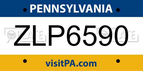 ZLP6590 Pennsylvania License Plate