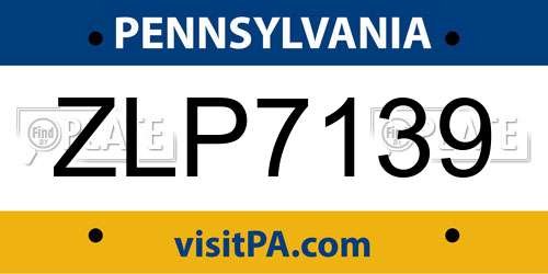 ZLP7139 Pennsylvania License Plate