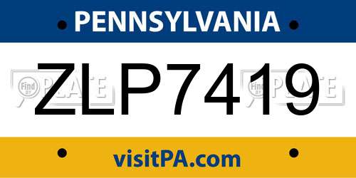 ZLP7419 Pennsylvania License Plate