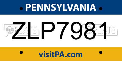 ZLP7981 Pennsylvania License Plate