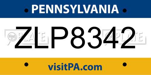 ZLP8342 Pennsylvania License Plate
