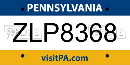 ZLP8368 Pennsylvania License Plate
