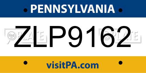 ZLP9162 Pennsylvania License Plate