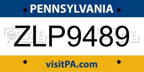 ZLP9489 Pennsylvania License Plate