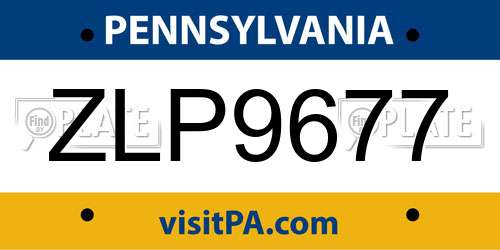 ZLP9677 Pennsylvania License Plate